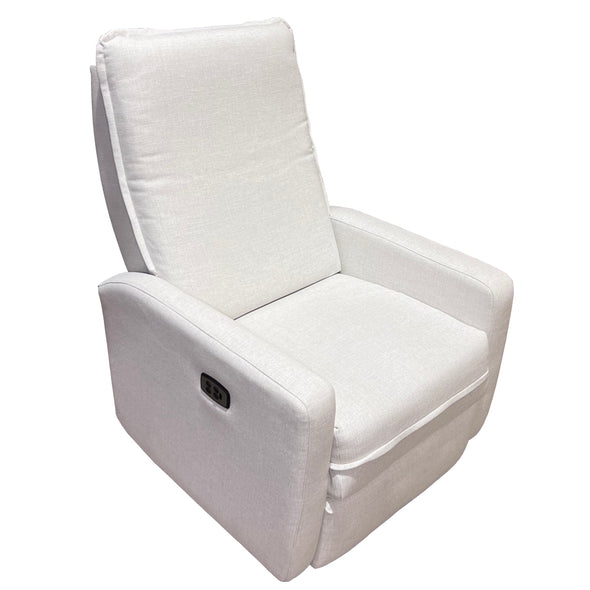 Snow White Swivel Power Recliner with Lumbar