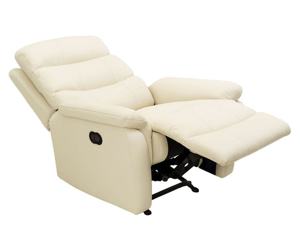 White Leather Power Rocker Recliner