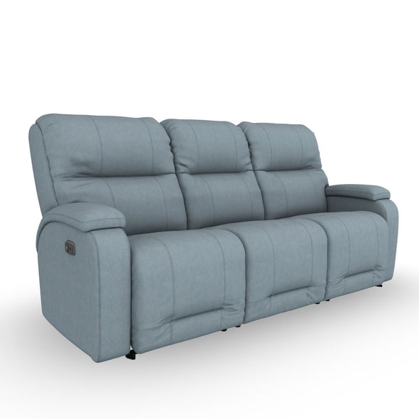 Adriatic Blue Leather Power Reclining Sofa
