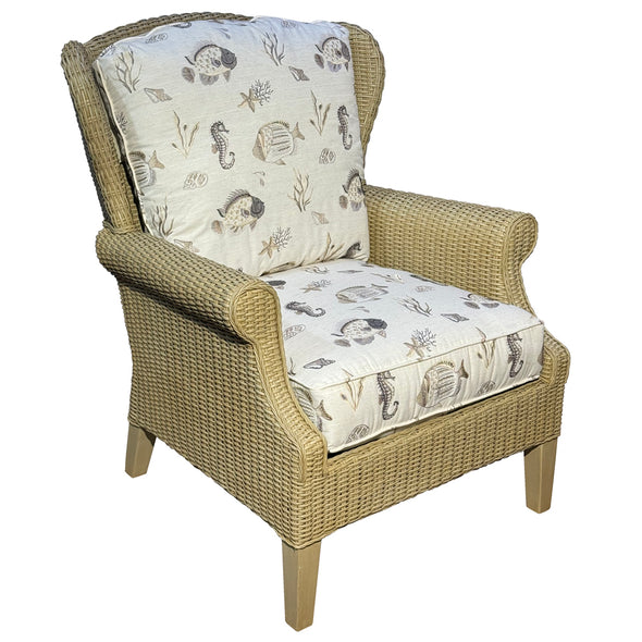 Neutral Fish Woven Wing Chair