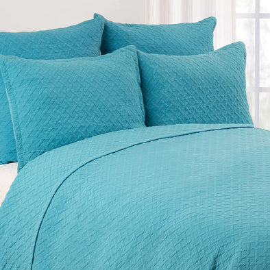 Basketweave Azul King Quilt Set
