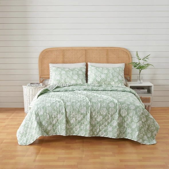Scallop Shell Twin Quilt Set in Green
