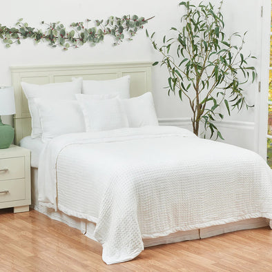 Bamboo Sherpa Twin Blanket in White