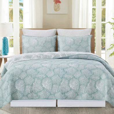 Seafoam Coral Full/Queen Coverlet Set
