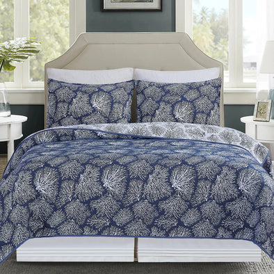Blue Coral Full/Queen Coverlet Set