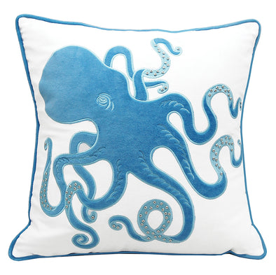 Blue Velvet Octopus Pillow