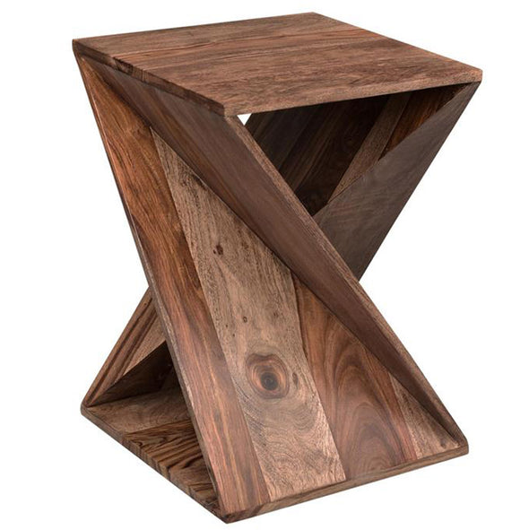 Twisted Wood Finish Accent Table