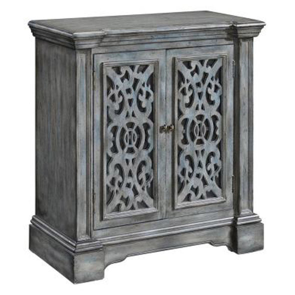 Distressed Latticework 2 Door Cabinet