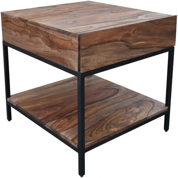 Rustic Sheehsam Wood End Table