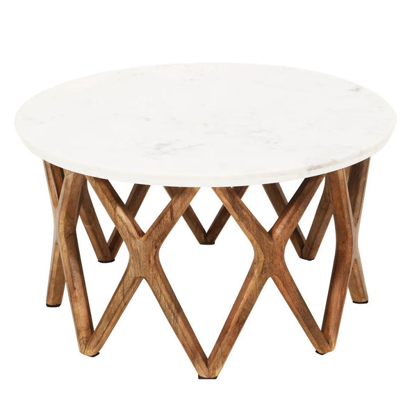 Marble Top Mango Wood Cocktail Table