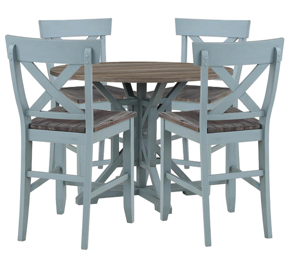 Boothbay Blue Counter Height Dining Group w/ 4 Chairs