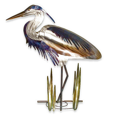 Blue Heron Down Left Metal Art