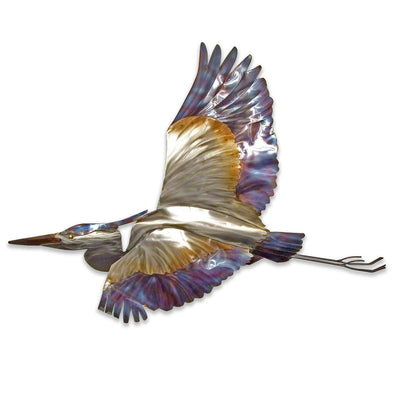 Blue Heron Flying Metal Art