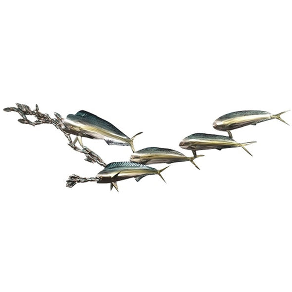 Mahi Mahi Chasing Sardines Metal Art