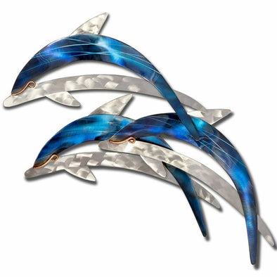 Trio of Dolphins Metal Art