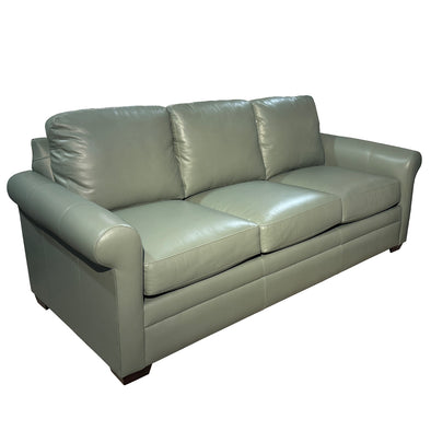 Olive Leather 3 Seat Sofa