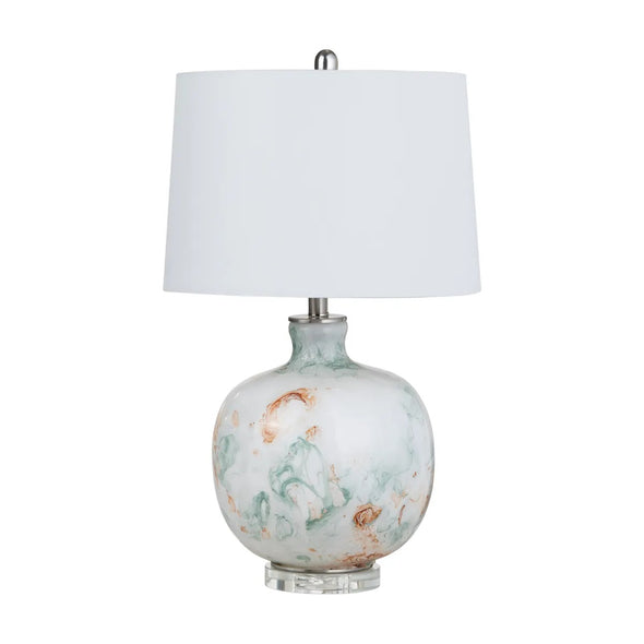 Pearl White Painted Glass Table Lamp