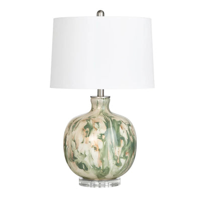 Green Marbled Glass Table Lamp