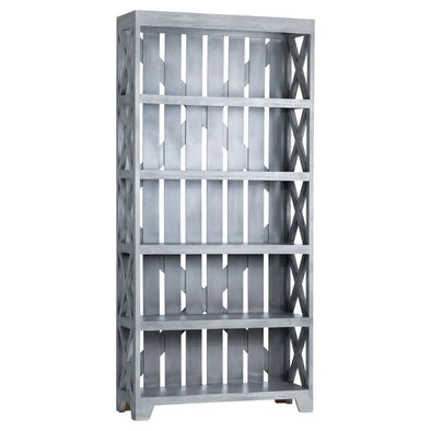 Slat Back Grey Painted Bookcase