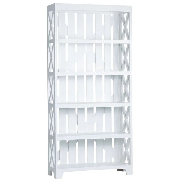 Slat Back White Painted Bookcase