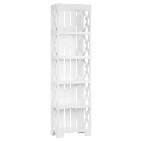 Slat Back White Painted Small Bookcase