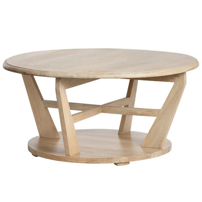 Natural Round Wood Cocktail Table