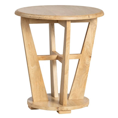 Natural Round Wood End Table