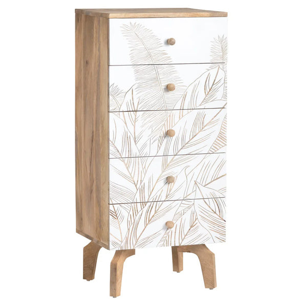 Coastside 5 Drawer White & Wood Chest