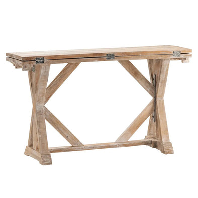 Folding Natural Wood Console Table