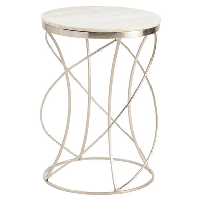 Marble & Nickel Round Swirl Side Table