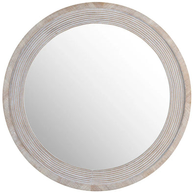 Wooden Frame Round Mirror