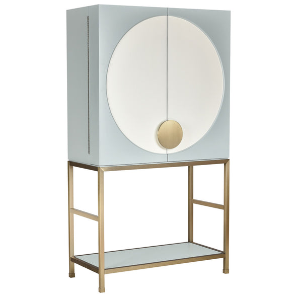 Blue & Brass Bar Cabinet