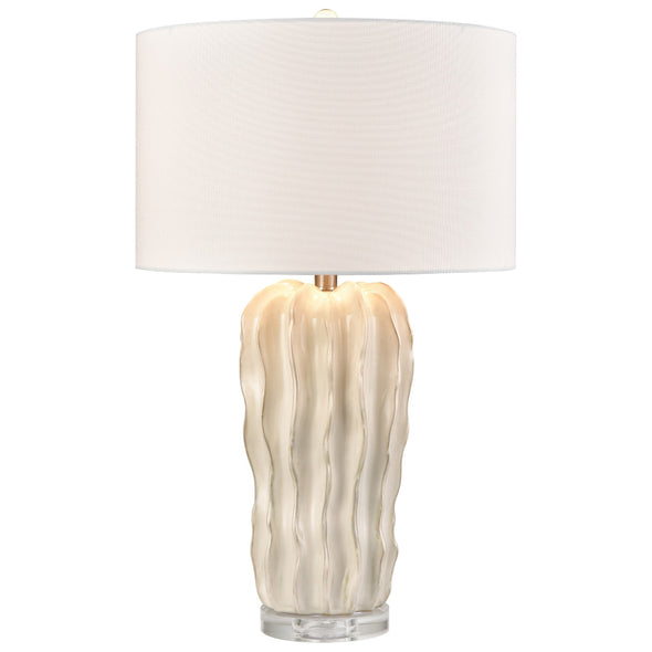 Rippled Ceramic Cream Table Lamp