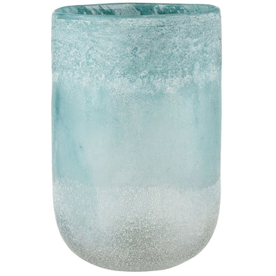 Turquoise Frosted Glass Large Vase