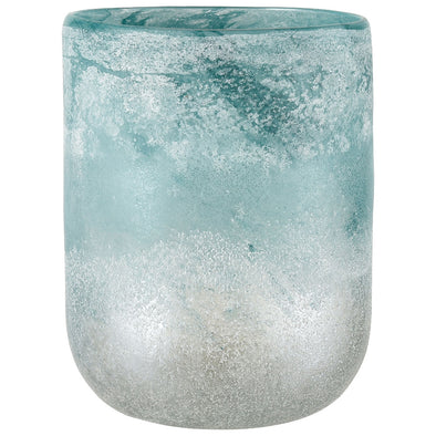 Turquoise Frosted Glass Medium Vase