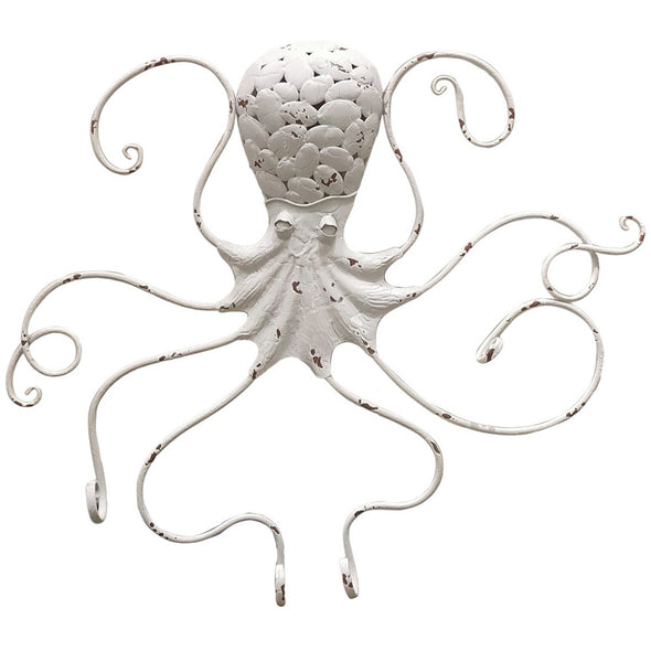 Antique White Octopus Metal Art