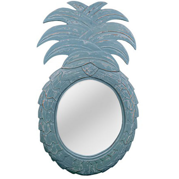 Wooden Carved Blue Pineapple Mirror