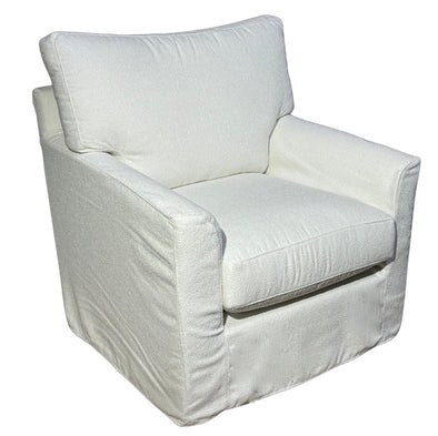 Ivory Slipcover Swivel Glider