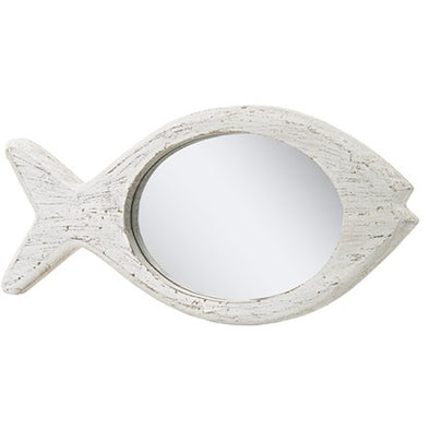 Fish Mirror White Wash Large