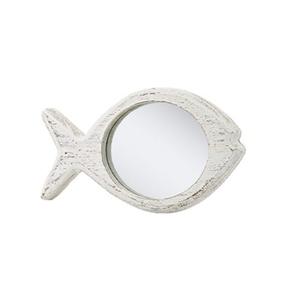 Fish Mirror White Wash Small