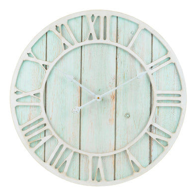 Wood Seaglass Wall Clock