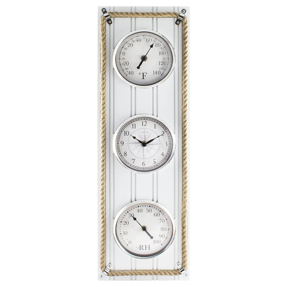 Beadboard Humidity Thermometer Wall Clock