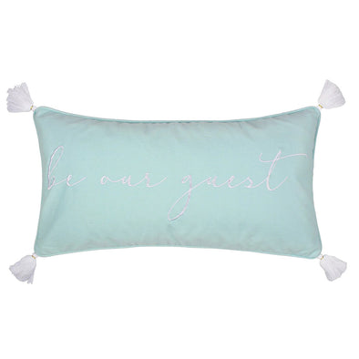 Be Our Guest Blue Tassel Pillow