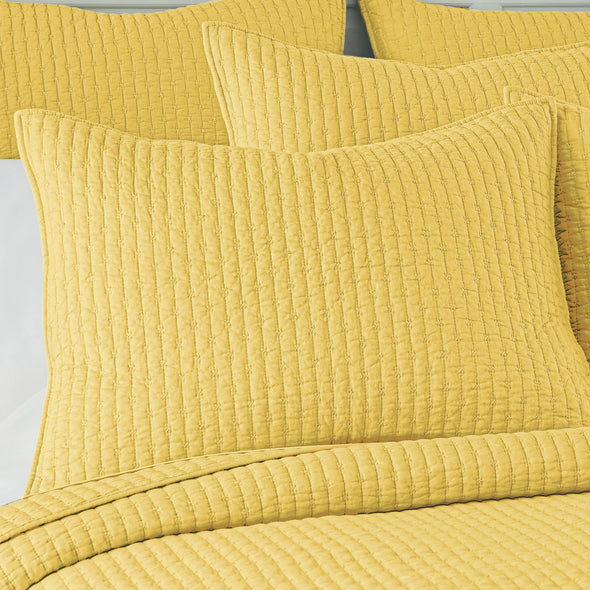 Cross Stitch Yellow Quilt Set