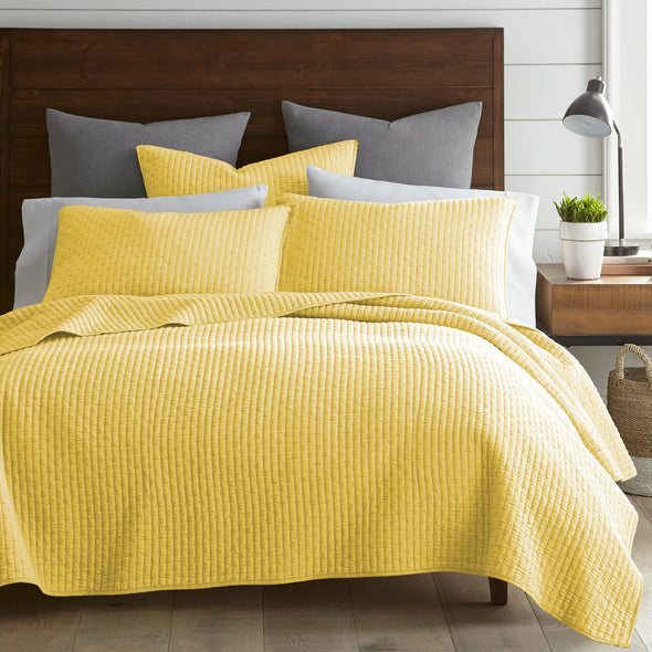 Cross Stitch Yellow Quilt Set