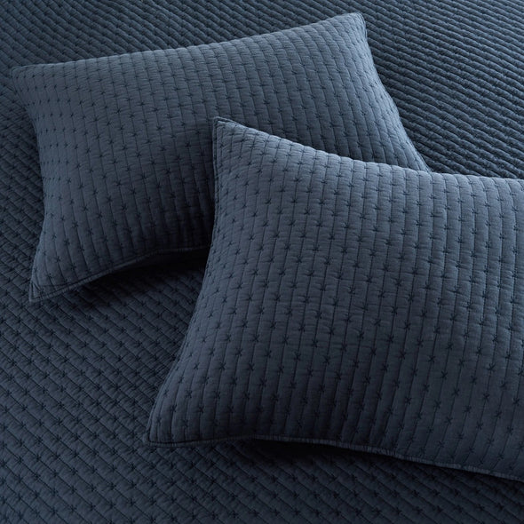 Cross Stitch Full/Queen Quilt Set in Navy