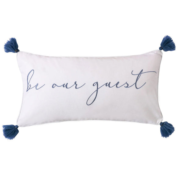 Be Our Guest White Tassel Pillow
