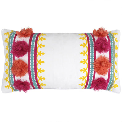 Floral Embroidered Decorative Pillow