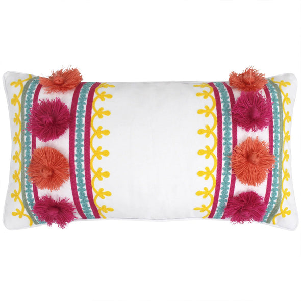 Floral Embroidered Decorative Pillow