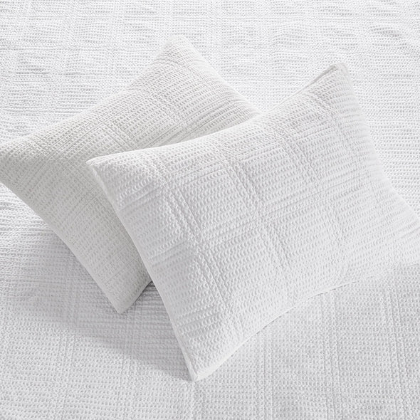 Cloud Waffle Full/Queen Quilt Set in Bright White